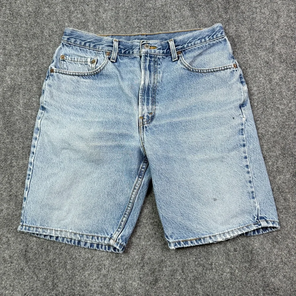 Levis 505 Shorts Mens Size 34 Regular Fit Light Wash Vintage Distressed Denim